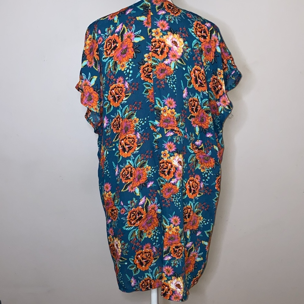 Xhiliration Floral Boho Beach Cover Up Kimono - Picture 4 of 10